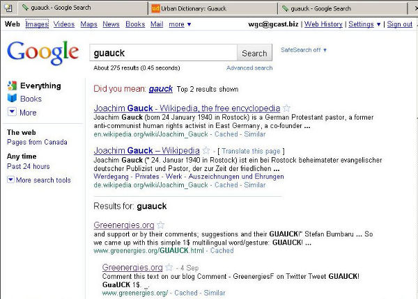 Google sees less than 300 GUAUCK sept 14 2010